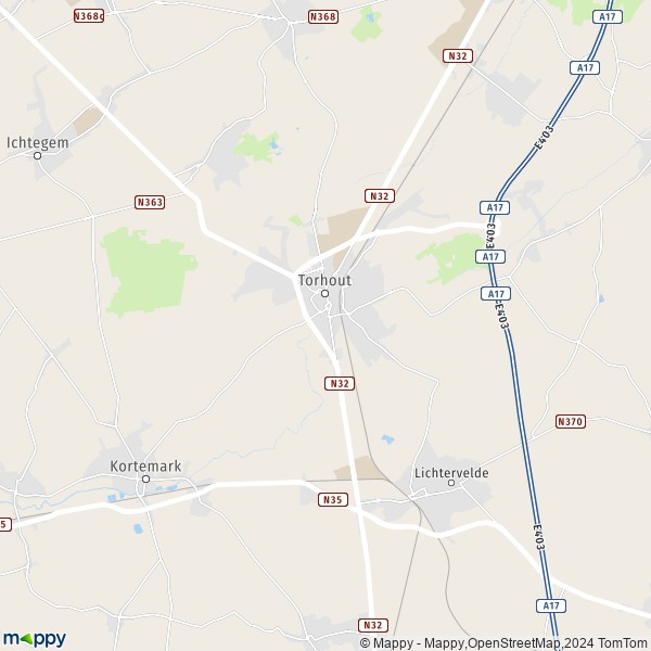 De kaart voor de stad 8820 Torhout