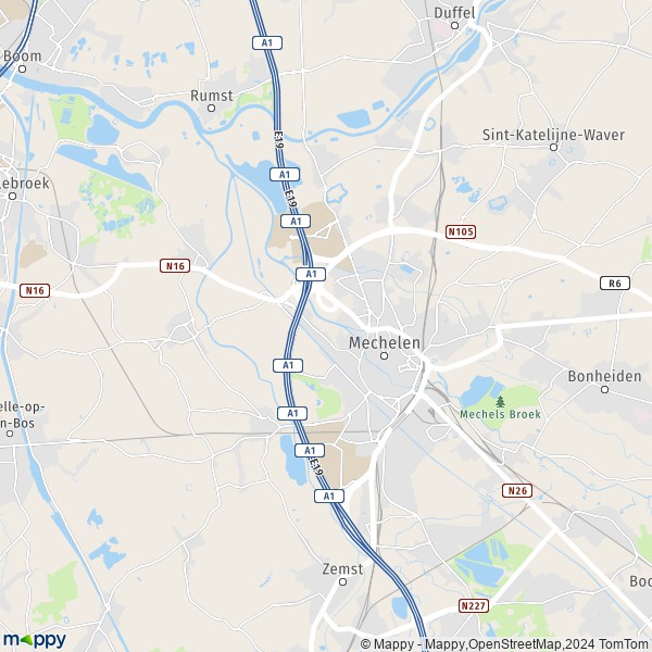 De kaart voor de stad 2800-2812 Mechelen