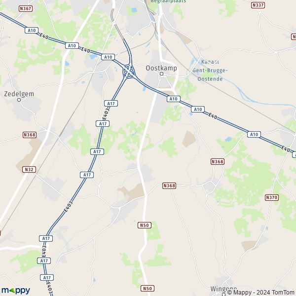 De kaart voor de stad 8020 Oostkamp